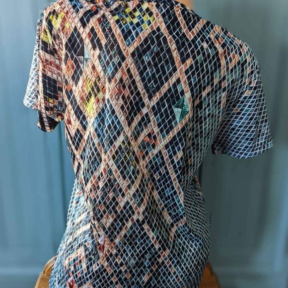 Women's Multicolor Stretch Tee T-shirt Top X Large - Picture 2 of 3